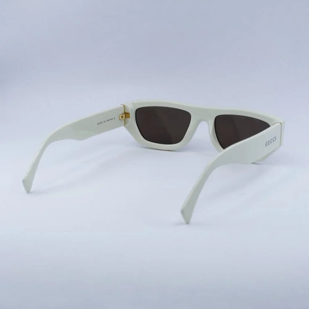 Gucci GG1134S 003 Sunglasses Ivory Rectangle Frame, Brown Lenses